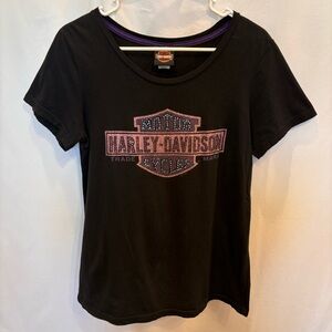 Harley Davidson Women's Bedazzled Logo West Palm Beach Florida Tee Size L